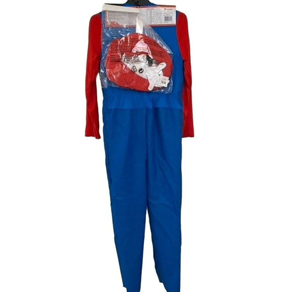 Super Mario Deluxe Halloween Costume Jumpsuit Kid's Padded Belly Sz Large - Picture 3 of 5